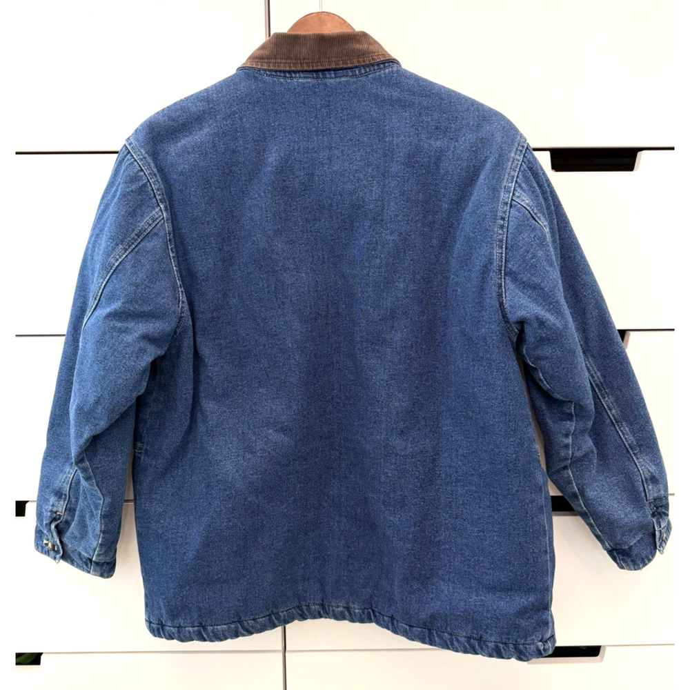 VTG Arizona Jean Co. Flannel Lined Jean Jacket Corduroy Collar - Girls Sz. 14.5 - Picture 2 of 12
